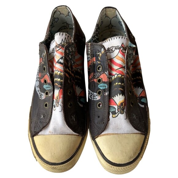 Ed Hardy Born Free Brown Leather Sneakers Adult Unisex/Women Size 10 (READ) - Picture 1 of 16